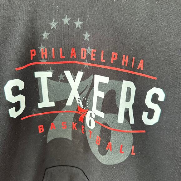 NWT Ultra Soft Get  Right Hoodie Sweatshirt Black Philadelphia Sixers Size 18-20 - Picture 3 of 7